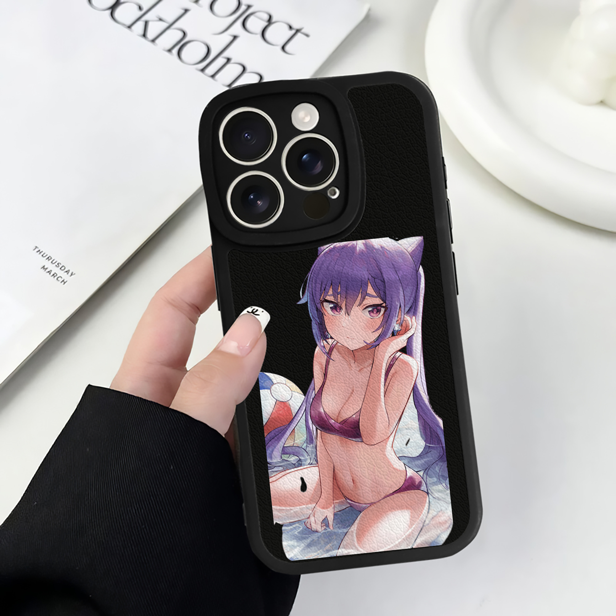 げんし神 刻晴 こくせい genshin Kokusei 【iPhone 16シリーズ対応】シリコンスマホケース（レザー調） 材質：シリコン